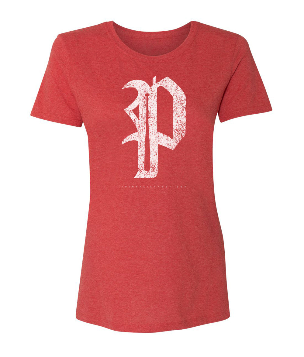 PHILLIES OLD SCHOOL P WOMEN'S SOFT STYLE T-SHIRT Thirty Six and