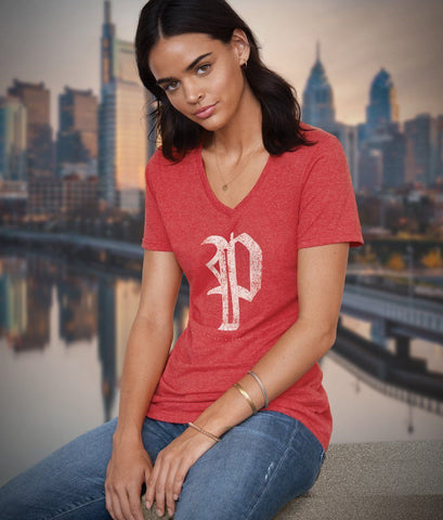 PHILLIES OLD SCHOOL P WOMEN'S SOFT STYLE T-SHIRT Thirty Six and